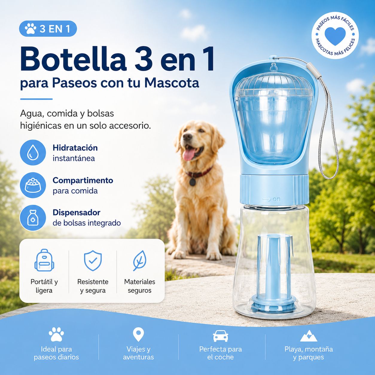 Botella 3 en 1 Tu Perro Siempre Hidratado